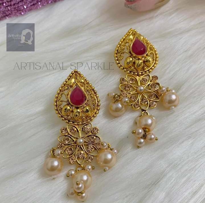 Drop Design Gold Plated Earring