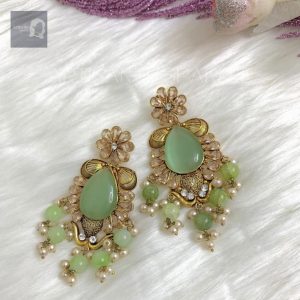 Pastel Green Gold Plated Earring