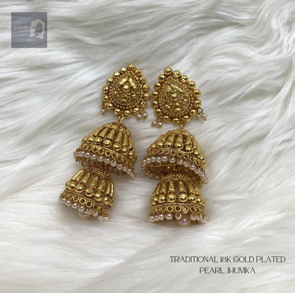 18k Gold Plated Jhumka - Image 6