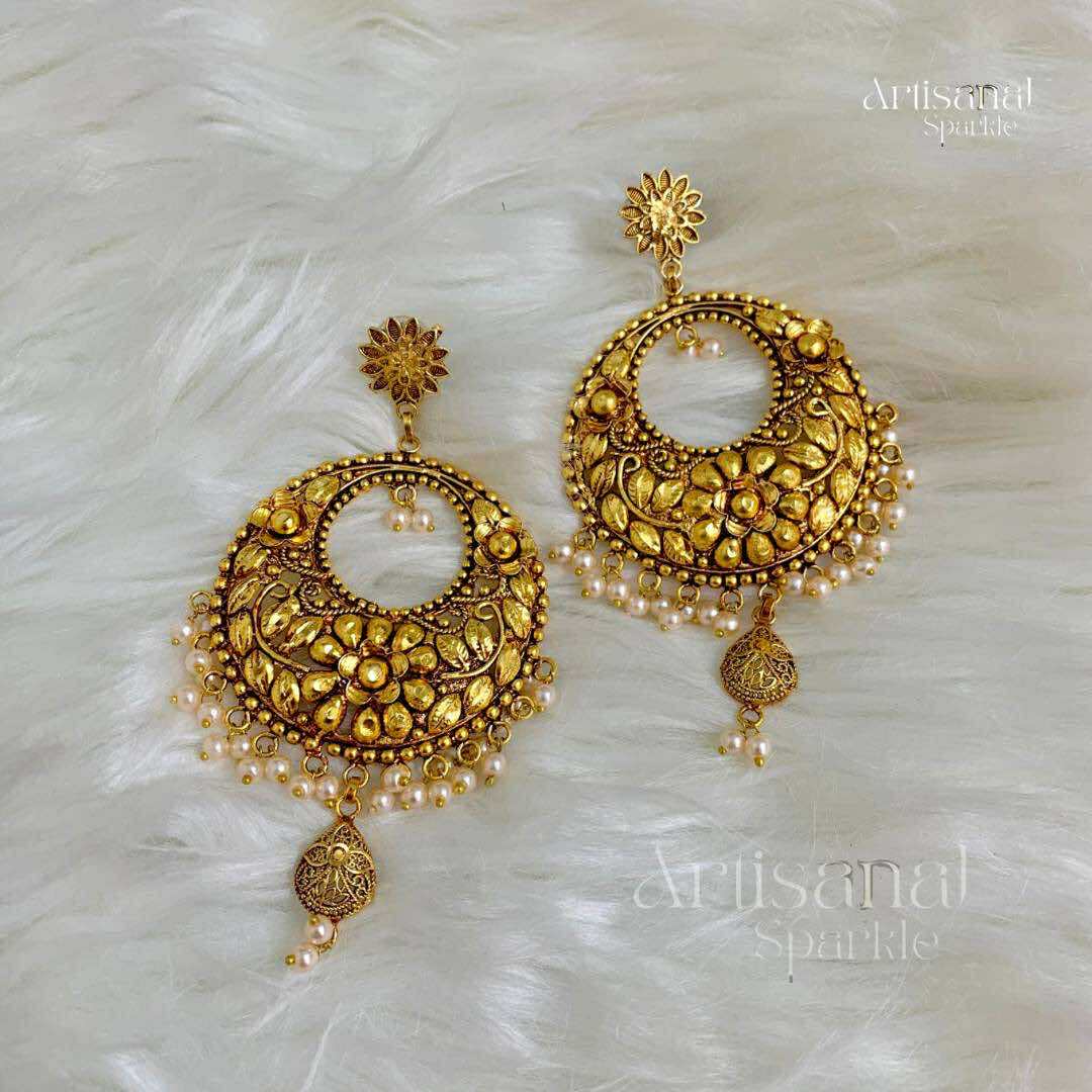 Half Moon Gold Plated Earring